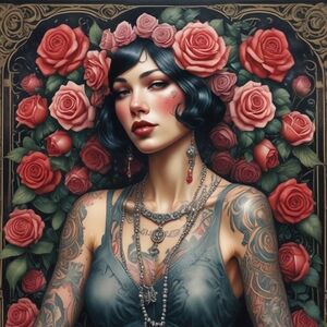 Vintage-Inspired Art Print with Roses